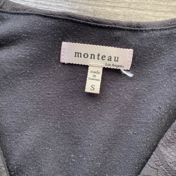 Monteau vneck little black dress textured rose pattern and zipper decor - Picture 5 of 6